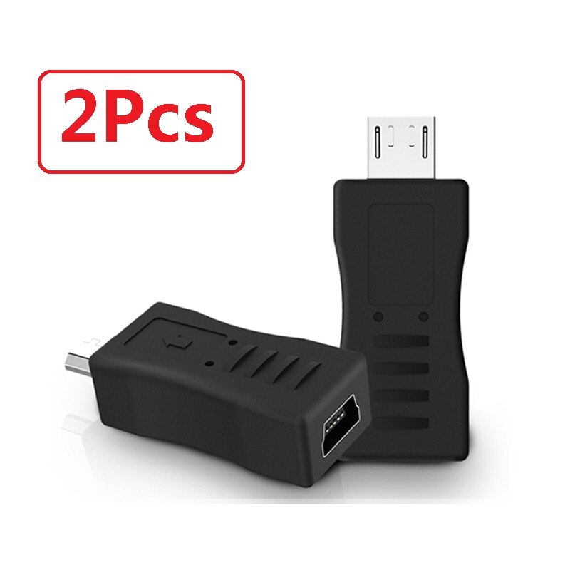 Micro USB Male Plug to Mini USB Female Converter charging Phone Data Transfer Adapter Connector For MP3 Samsung Android Devices: Black 2Pcs