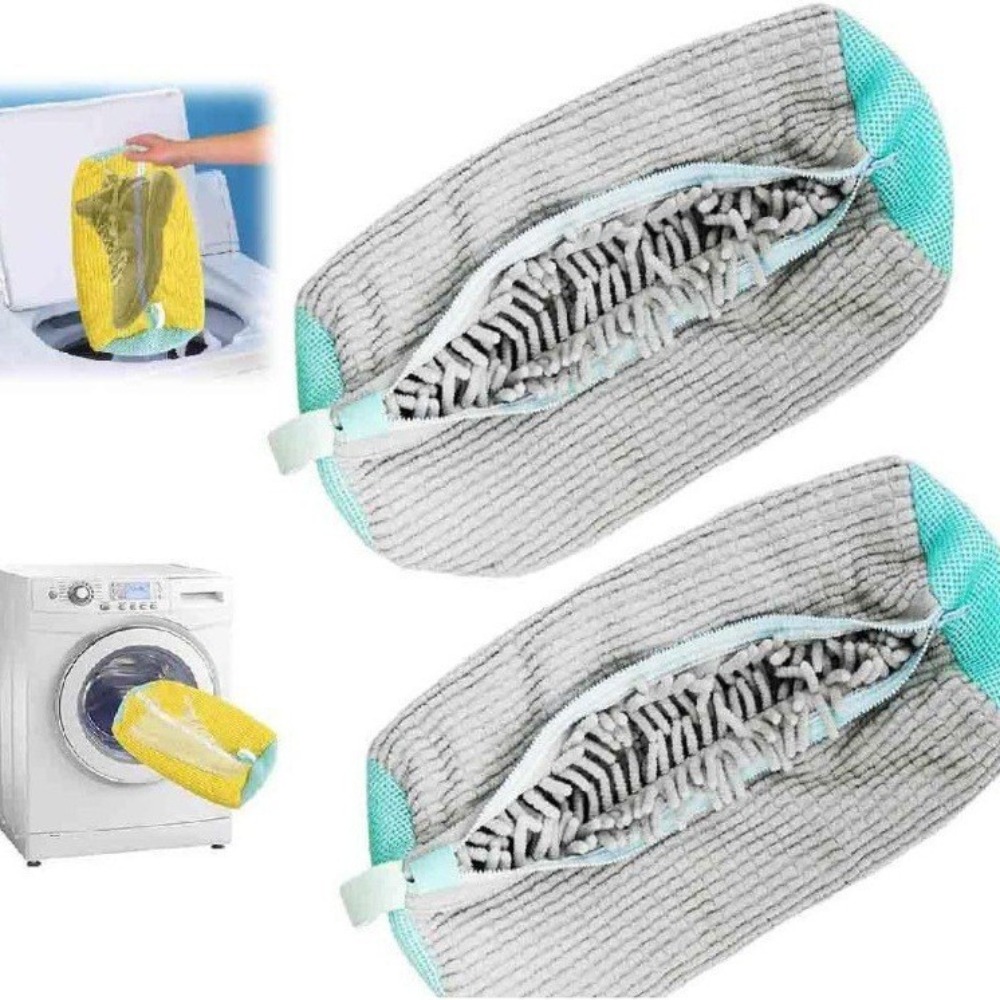 Chenille Shoe Wash Bag - Machine Washable Laundry Bag for Shoes, Anti-Scratch Protection Mesh Bag for Footwear Care