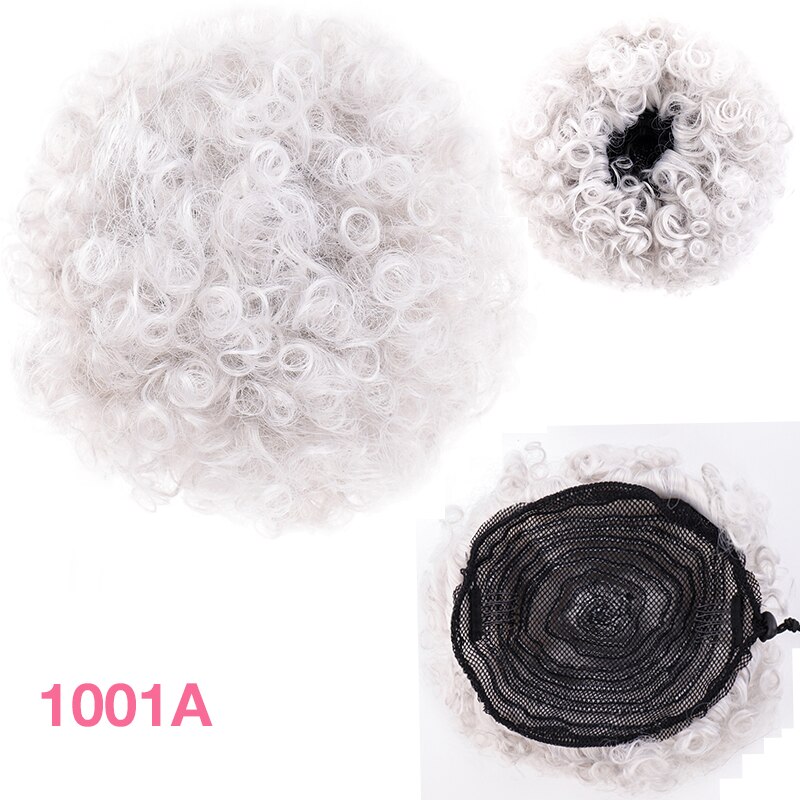 Talang afro puff syntetiskt hår bulle chignon frisyr för kvinnor peruk dragsko hästsvans kinky lockigt klämma i förlängningar hästsvans: F6-335