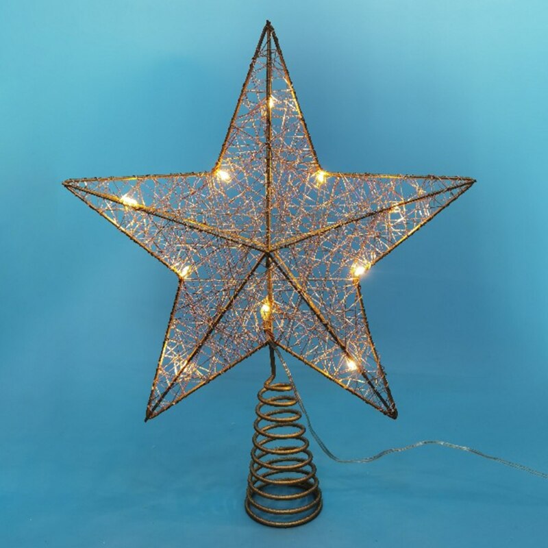 Juletræ ledet stjerne træ topper batteridrevet dekoration på træetop hængende  x4ye: D