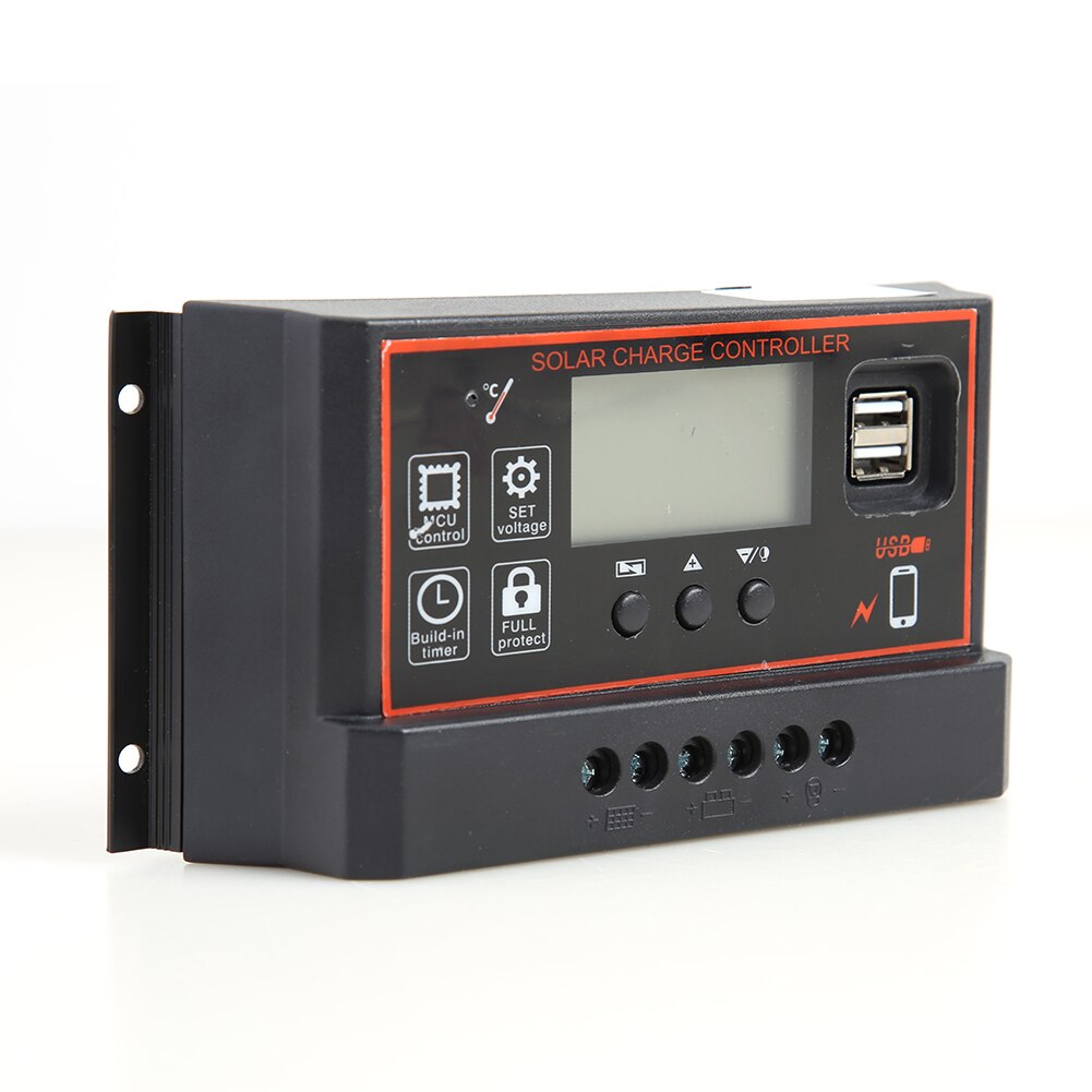 Dual LCD Solar Panel Charger Controller Regulator USB Auto Solar Battery Output Charge Controller Panels 12V 24V