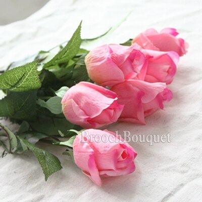 20 teile/satz Künstliche Blumen die Seide Blumen Weiß Real berühren Blumen Hochzeit Strauß Heimat Party Dekorative Party Blumen: Rose Rosa