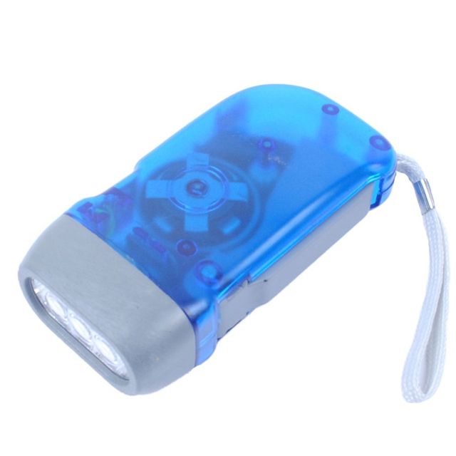 3 couleurs pressage à la main Dynamo manivelle puissance liquidation lampe de poche Mini auto-génératrice torche LED lampe de Camping lumière pour la maison extérieure: Bleu