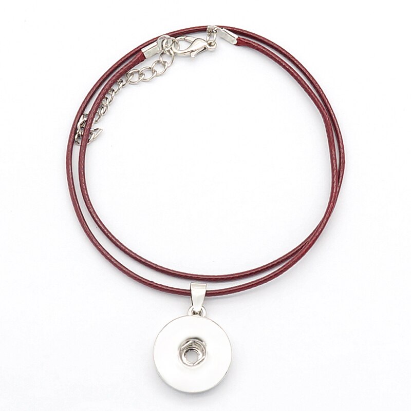 simple Beauty colorful Wax line rope Snap necklace Collar 42cm Lobster Buckle fit DIY 18MM snap buttons DJ0164: brown