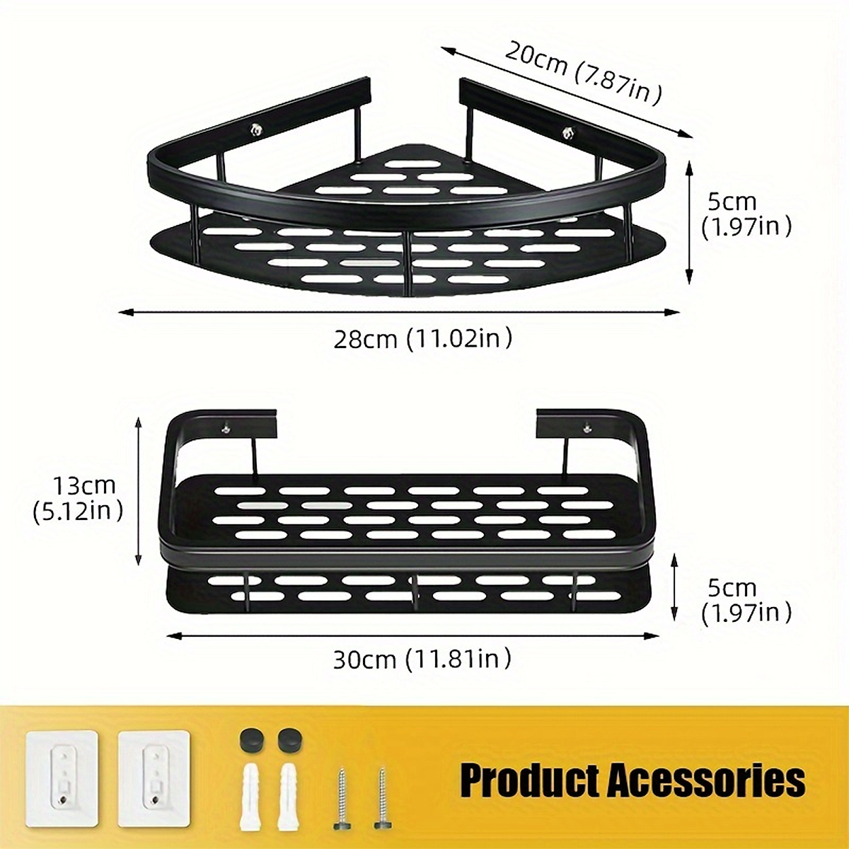 Badezimmerregal Ohne Bohren Aufbewahrungskorb Waschtisch Weltraumaluminium Lagerung Wandregale Dusch-Caddy-Rack