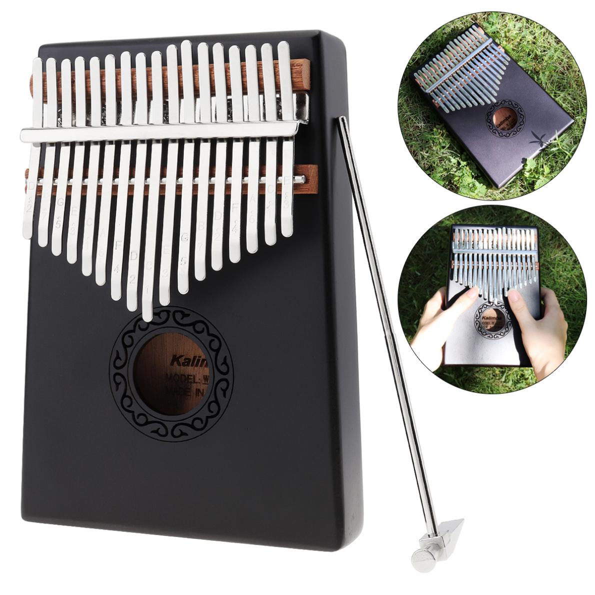 17 Key Gray Kalimba Single Board Mahogany Thumb Piano Mbira Mini Keyboard Instrument with Complete Accessories