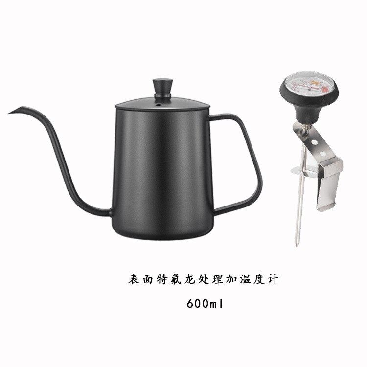 350ml 600ml Coffee Tea Pot Goose neck tea pot Hand coffee maker Drip Kettle Non-stick Coating Food Grade Stainless Steel: 600ml Teflon A set