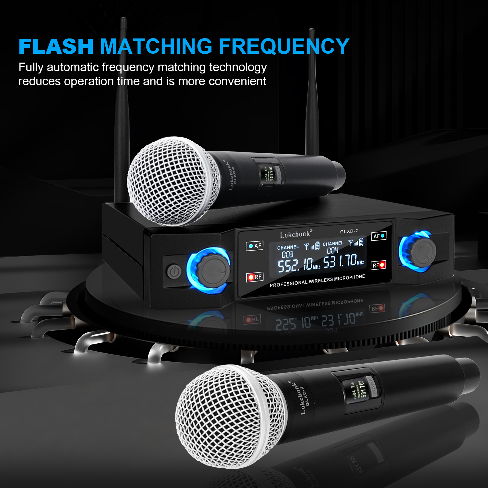 GLXD2 Wireless Microphone System Dual Channel UHF Fixed Frequency Cordless Handheld Dynamic Mic For Karaoke Party