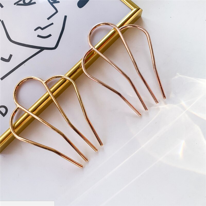 U Vormige Legering Haarspelden Haar Clips Eenvoudige Metalen Haarspelden Haarspeldjes Bridal Kapsel Gereedschap Accessoires Voor Vrouwen Bun Maker