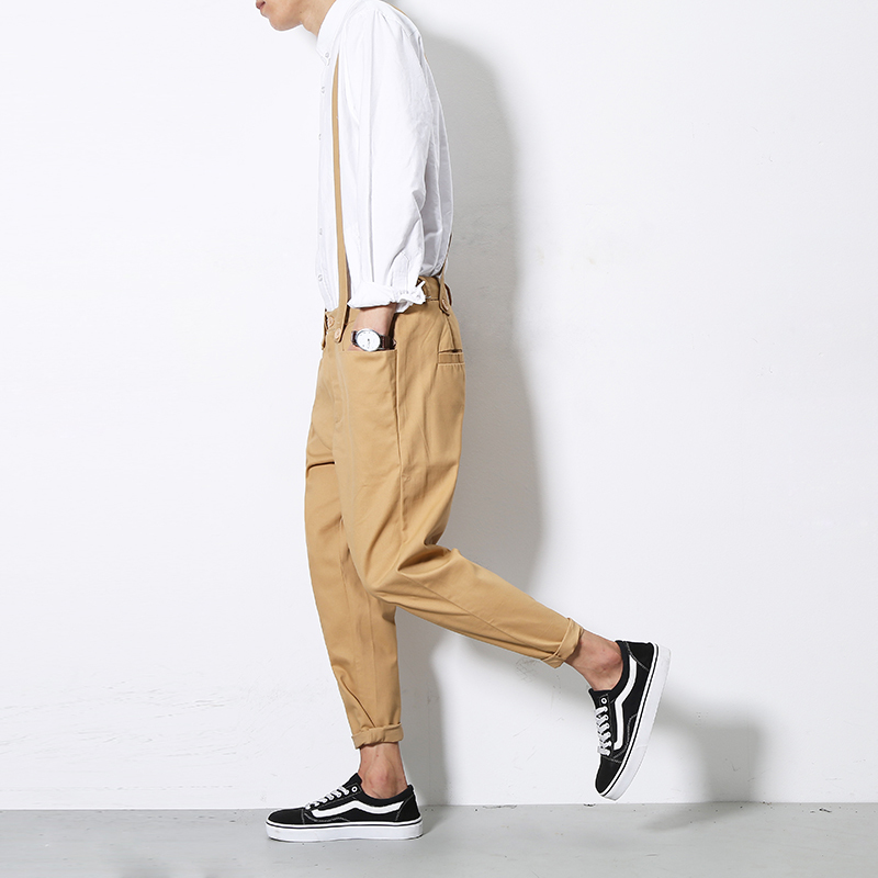 Japanese Style Men's Sleeveless Coveralls Casual Cotton Skinny Pants Jumpsuit Rompers Slim Trousers Overalls M-2XL