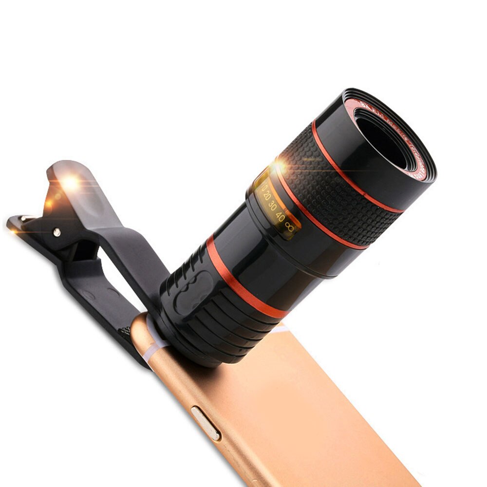 Técnico teleobjetivo Universal externa telescopio Clip para fotografía móvil 12X óptica Zoom para teléfono de la Lente de la cámara