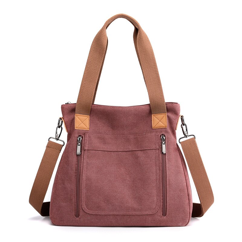 Bolsa de lona feminina choulder, bolsa de corpo transversal de grande capacidade de moda casual: Purple