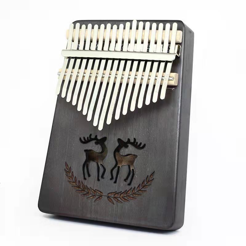 Single Board African Calimba 17 Keys Thumb Piano Retro Deer Mahogany Teclado With Tuning Hammer Mbira Musical Instrument Kalimba
