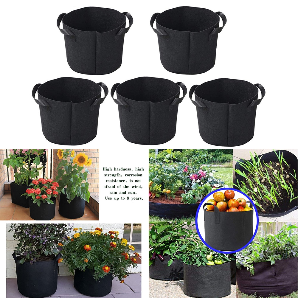 5 stuks 3/5/7 gallon zwarte plantengroeizak groentebloempot container diy aardappeltuinpot plantboerderij thuisgroeizak