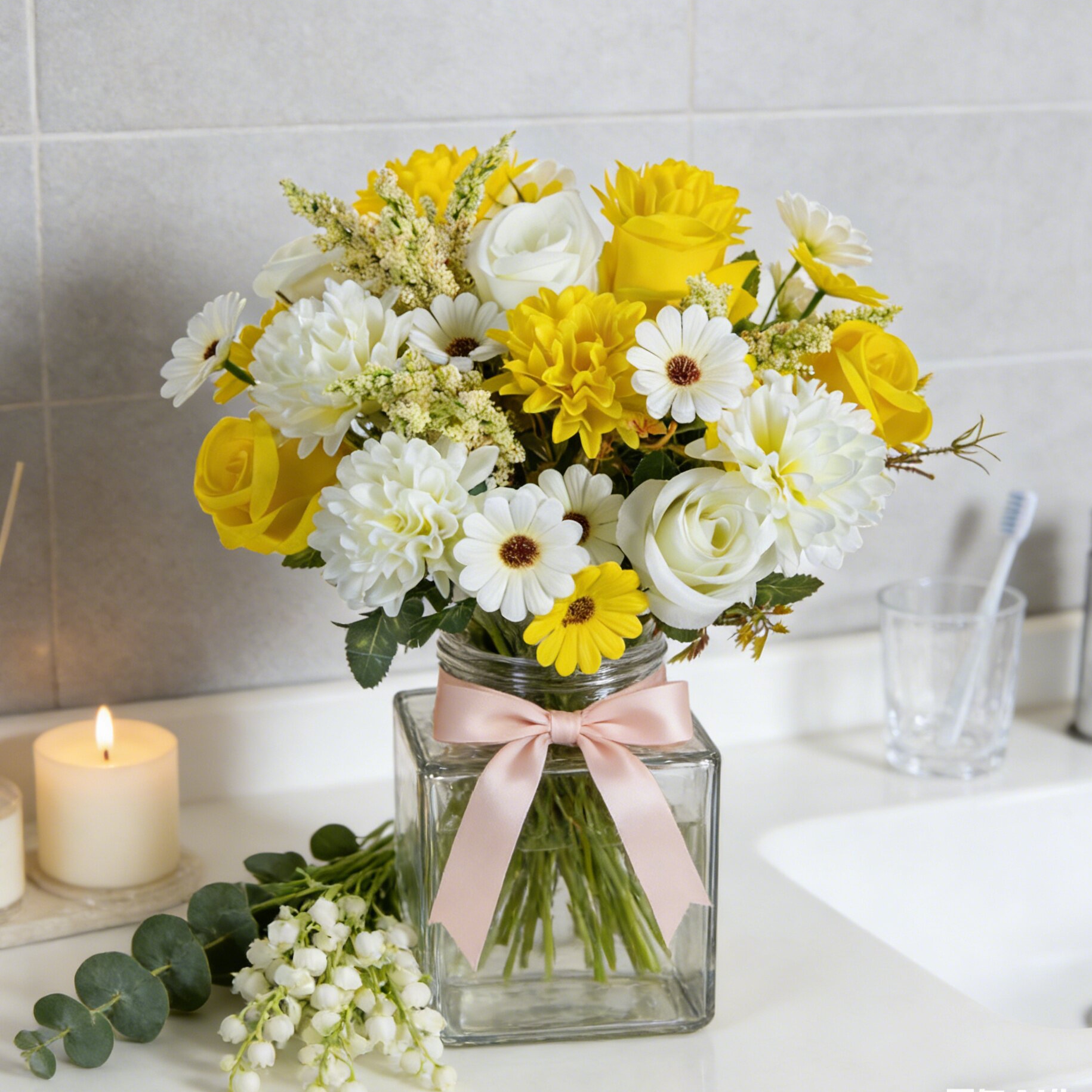 Kunstbloemen Bruidsboeket met rozenkrans Bruiloft Buiten Tuin Huisdecoratie DIY Cadeaus Accessoire