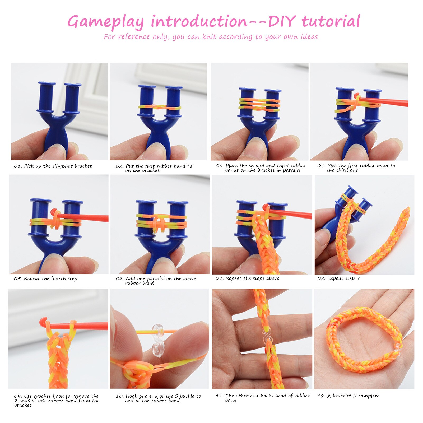 Kleurrijke Hand-Gebreide Set Premium Elastiekjes Voor Armband Maken Kit Diy Band Armband Mega Refill Geweven Armband Meisjes