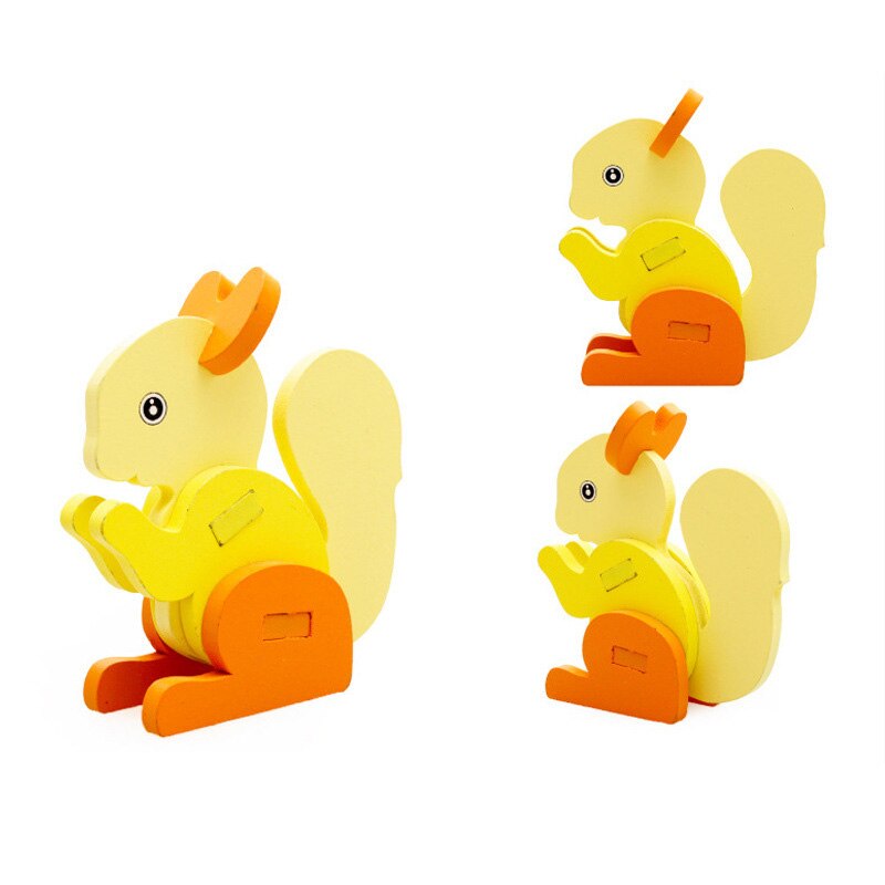 Giocattoli per bambini Puzzle 3D in legno cartone animato modello animale blocchi per bambini giocattoli educativi precoci per giochi per bambini: Squirrel