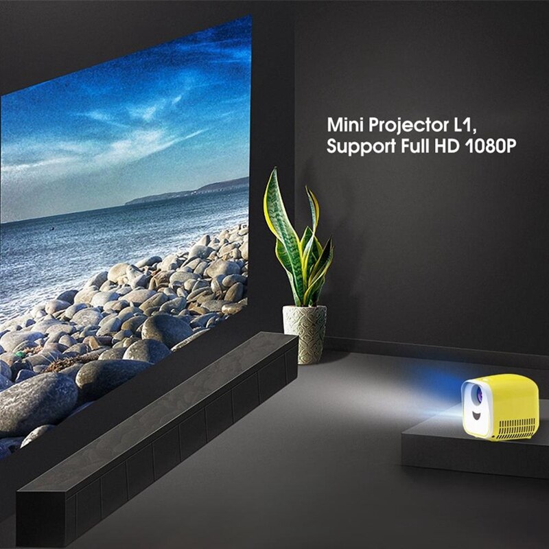 L1 Mini Projector for Office Home Hd Movie Projector 1080P Stereo Video Projector Mini Yellow Black Projector(US Plug)