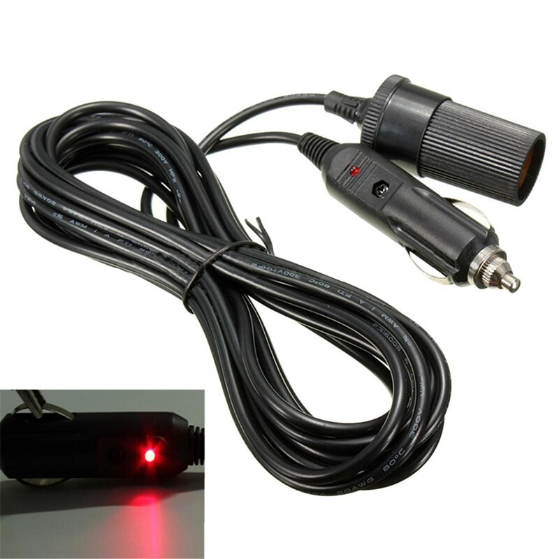 5m 12v auto sigarettenaansteker verlengkabel kabel oplader stopcontact adapter