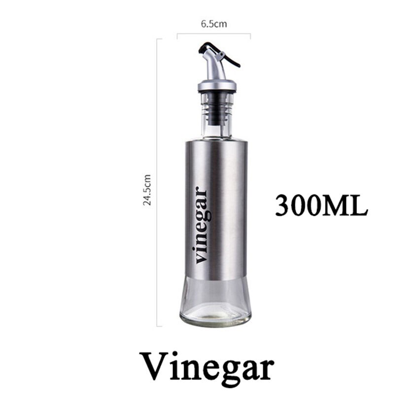 Useful 300ML Olive Oil Dispenser Bottle with Funnel Stainless Steel Oil Pourer Dispensing Bottles Oil Vinegar Sauce Bottle: Vinegar