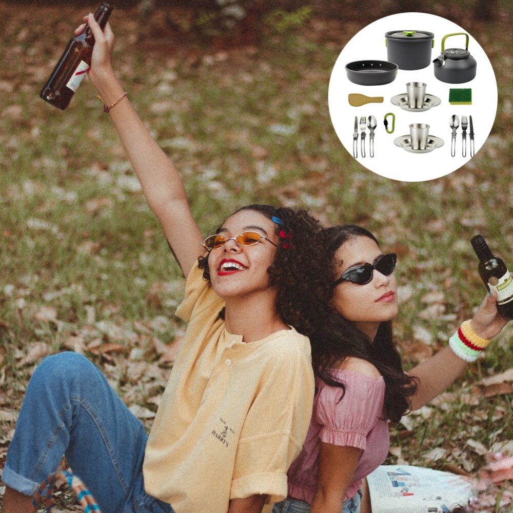 1 Set Portable Compact Practical Camping Cookware Outdoor for Outdoor Camping Cooking: Default Title