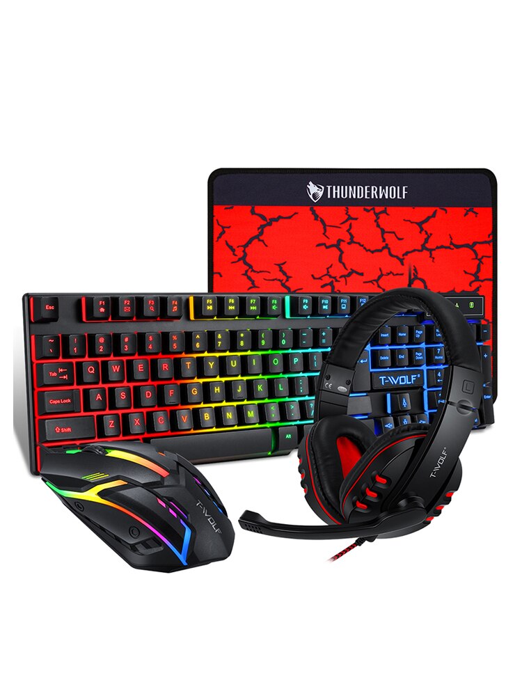 RGB Gaming Keyboard And Mouse PC Gaming Keyboard RGB Backlit Keyboard Rubber Keycaps Wired Keyboard Mouse Gamer Gaming Mouse: TF800