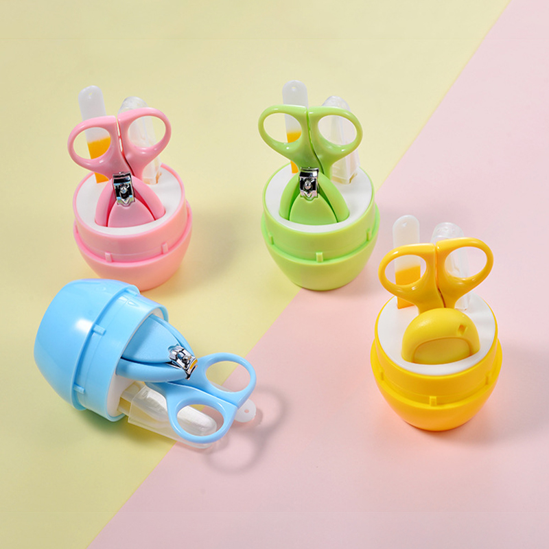 4Pcs Cartoon Baby Nail Care Set Cute Cartoon Child Scissors Infant Nail Clipper Daily Newborn Nail Shell Shear Manicure Kit