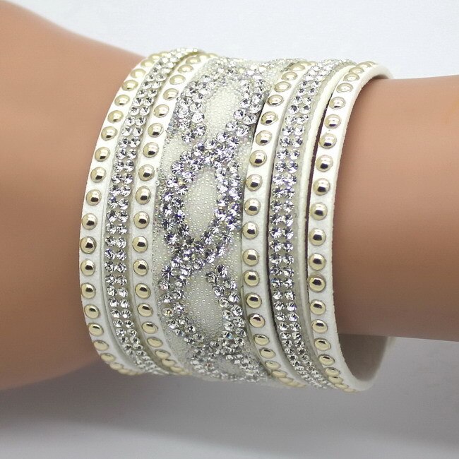 Bracelets en cuir faits à la main pour femmes, nouvelle , personnalité imprimée, ensemble de strass, breloques, bijoux!: SLPG722