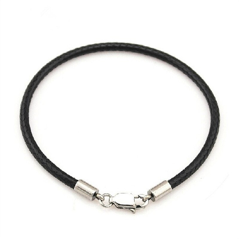 Pulsera clásica de cuero de cuerda de , pulsera de hilo rojo, pulsera de cordel rojo para mujeres, hombres, pulseras de langosta SL501: Black