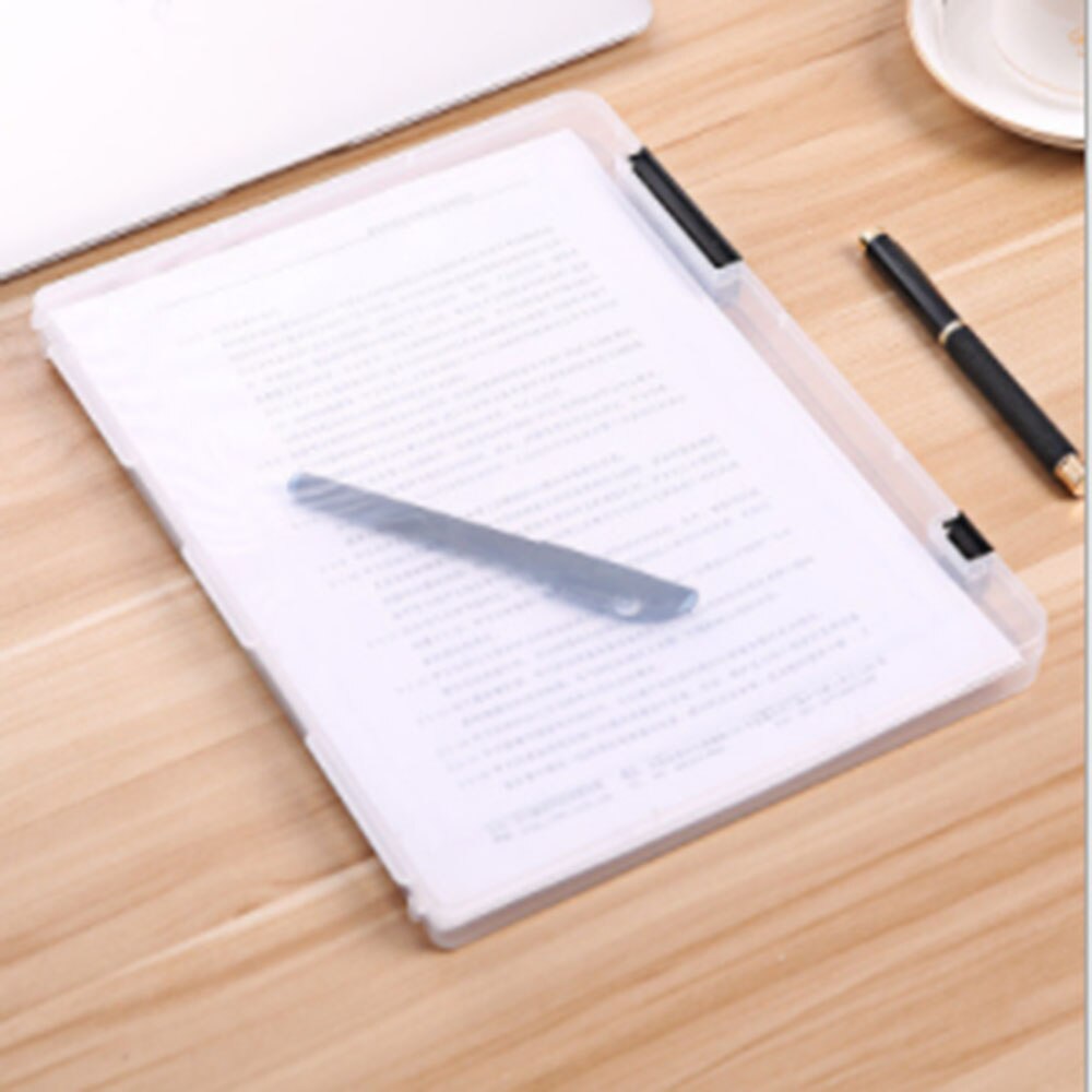 Scatola di immagazzinaggio trasparente A4 portatile file di riempimento di documenti in plastica trasparente organizzatori di carta da tavolo impermeabili forniture per ufficio: nero