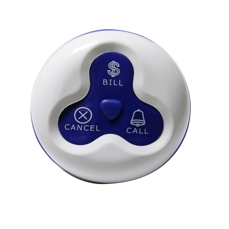 Long Distance Transmitter Wireless System 1 PCS Waterproof Button Pagers With 6 Colors Waiter Call For Restaurant Hotel: white blue