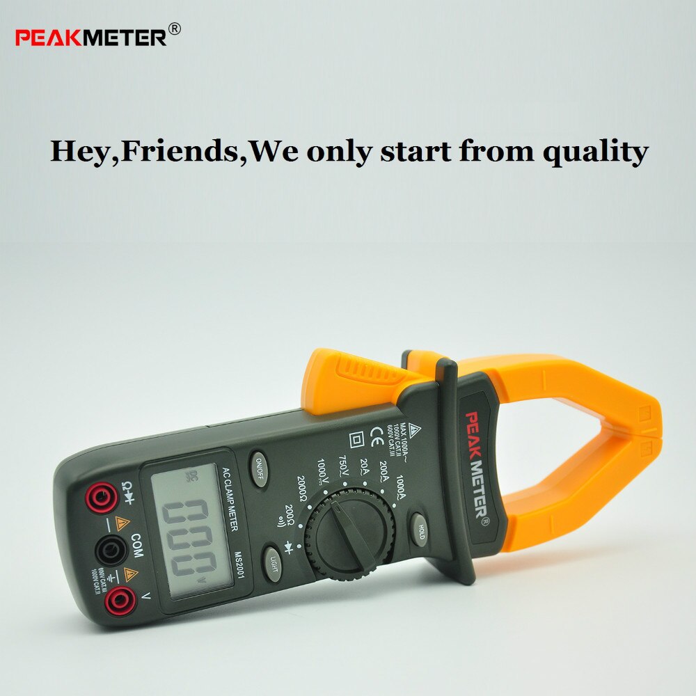 PEAK METER MS2001 Auto Range DC AC Digital Clamp Meter Frequency Test Backlight