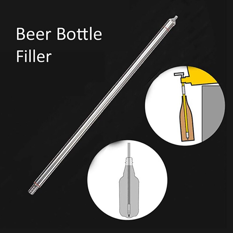 Stainless Steel Spring Loaded 14 inch Length Bottle Filler Wand Kit for Home Brew - Beer, Wine, Kombucha with Filler Brush Using