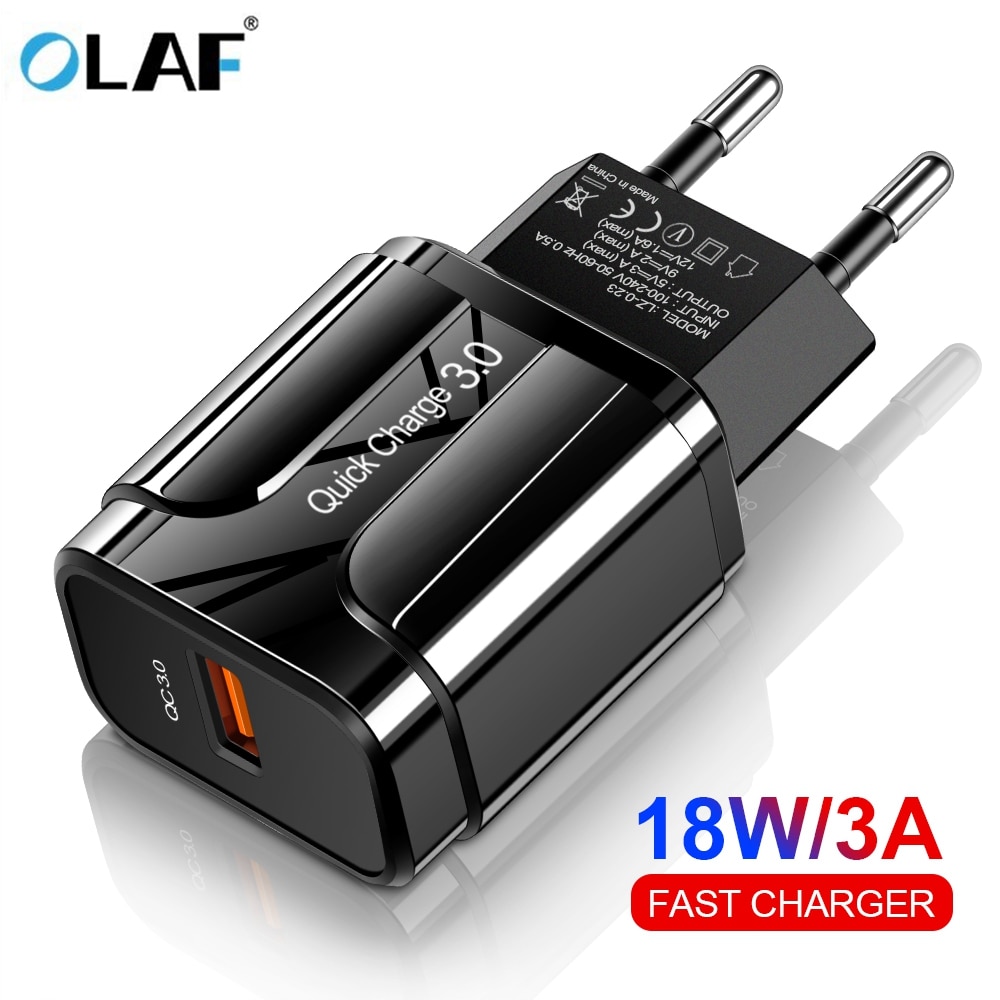 OLAF 18W Quick Charge 3,0 USB Ladegerät EU UNS 5V 3A Schnelle Lade Adapter Handy Ladegerät Für iphone Huawei Samsung Xiaomi LG