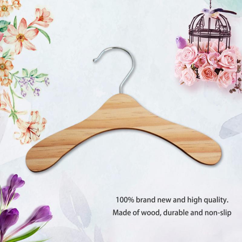 10 stk mini trehenger barnedukke kleshenger oppbevaringshylle hengerstativ antiskli klut praktisk dress kleshenger  #926