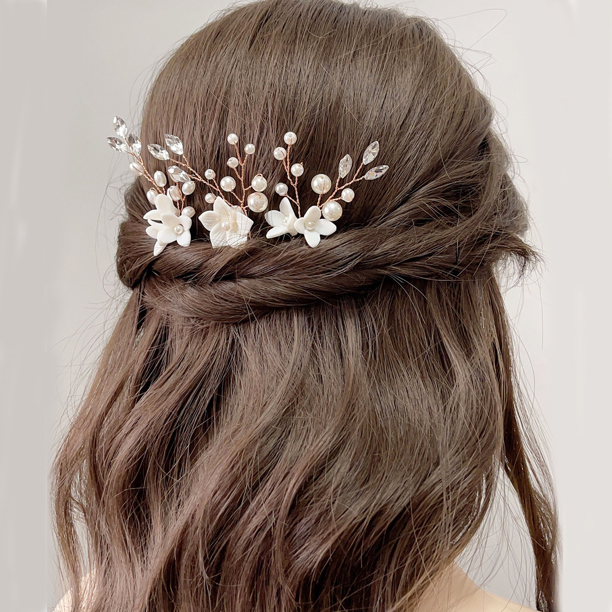 Dreiteilige U-förmige Perle Blume Haarnadel Damen Braut Legierung Haarschmuck Hochzeit Schmuck Kopfschmuck
