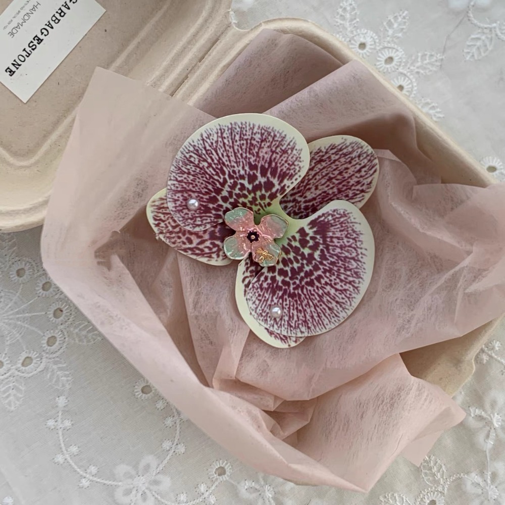 Süße Orchidee Blume Haarnadel thailändisch Stil Böhmischen Stil Schmetterling Orchidee Haar Clip Strass Legierung Frauen Seite Clip Strand: Gelb