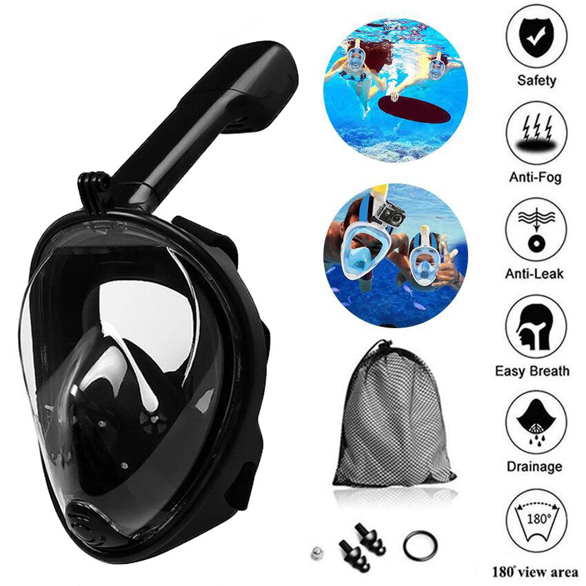 Underwater Full Face Diving Mask Anti-Fog Snorkeling Mask 180 Degree Seaview Snorkel Mask for Swimming and Diving