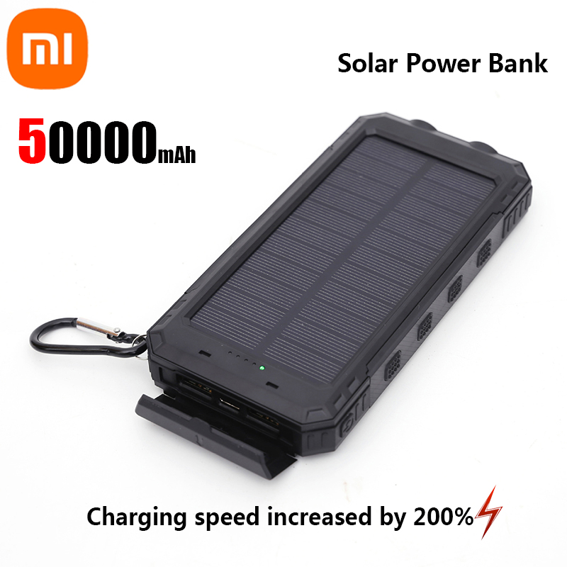 Xiaomi 200000 Cargador portátil de gran capacidad Solar Power Bank mAh Compatible con IOS Android USB-A y USB-C de carga rápida: Oro