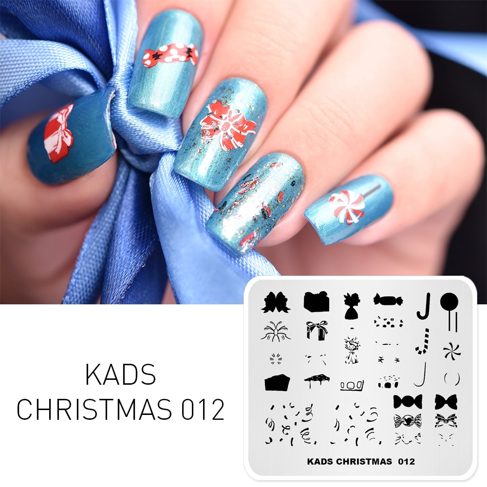 KADS Kerst 012 patroon nail art stempelen Plaat nail stempel sjablonen Image Template Gereedschap Voor afdrukken DIY Manicure Stencils