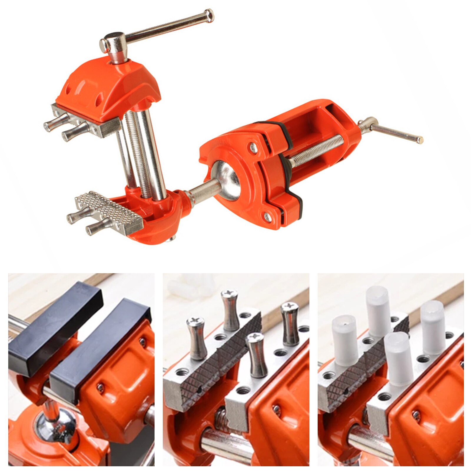 55mm Universal Table Vise 360 Degree Adjustable Aluminium Swivel Tabletop Clamp Vice Tilts Rotate Hand Fixed Tool Woodworking