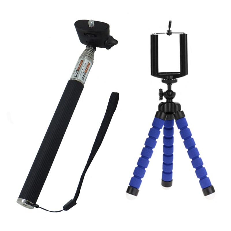 Selfie Sticks statief voor telefoon smart draagbare opvouwbare stok selfie stok statief voor gopro xiaomi samsung iPhone 8 8 s: Blue