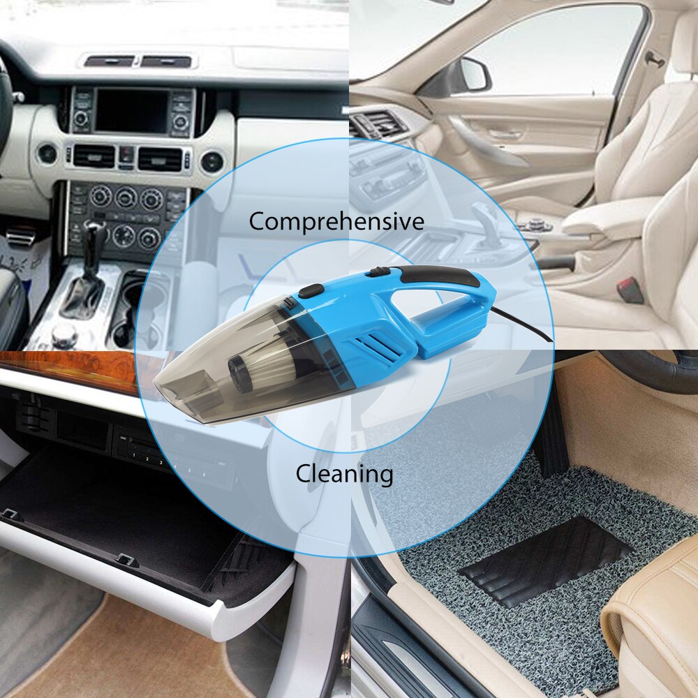 Autostofzuiger 120w 12v handheld mini met led-lampje, nat en droog, dubbele krachtige reiniger voor auto's en voertuigen