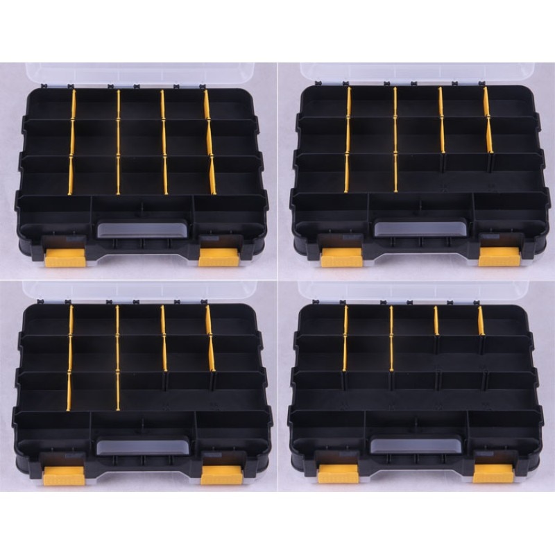 12 inch toolbox double-sided open plastic portable parts toolbox classification component box 320x270x80mm