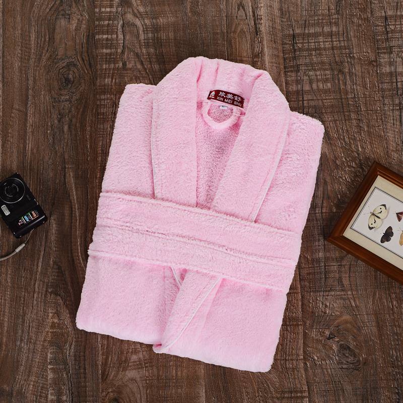 Talvi kylpytakki miesten kylpytakki kimono pyyhe fleece puuvilla paksu pitkä viitta pitkähihainen pehmeä lämmin miesten kylpytakki miesten kylpytakki joulu: Vaaleanpunainen / Xxl