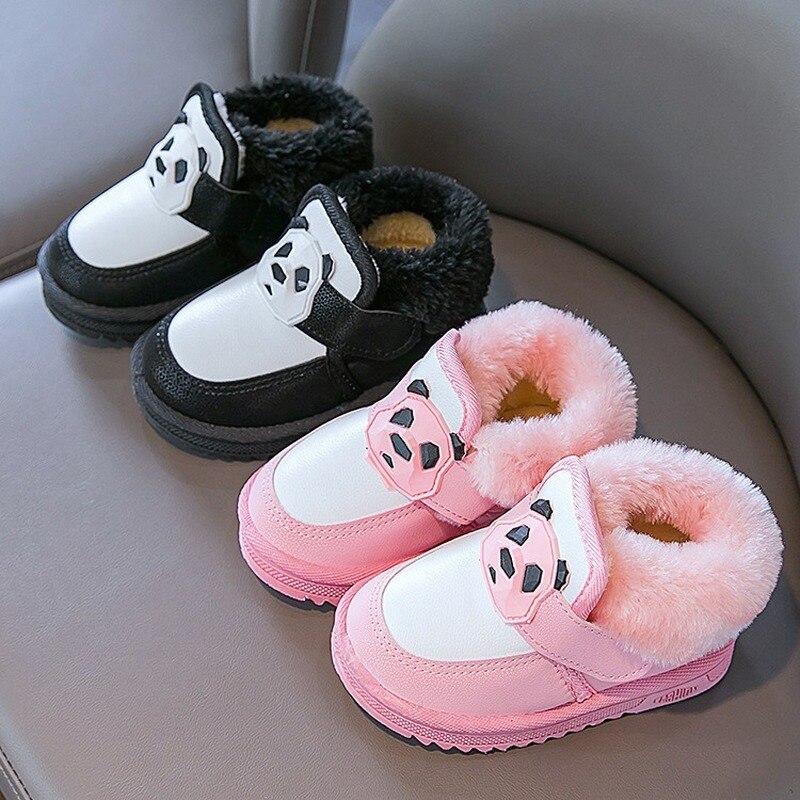 Kinderen Winter Warme Laarzen Voor Meisjes Peuter Jongens Panda Snowboots Klittenband Kinderen Mode Eerste Wandelaar Schoenen