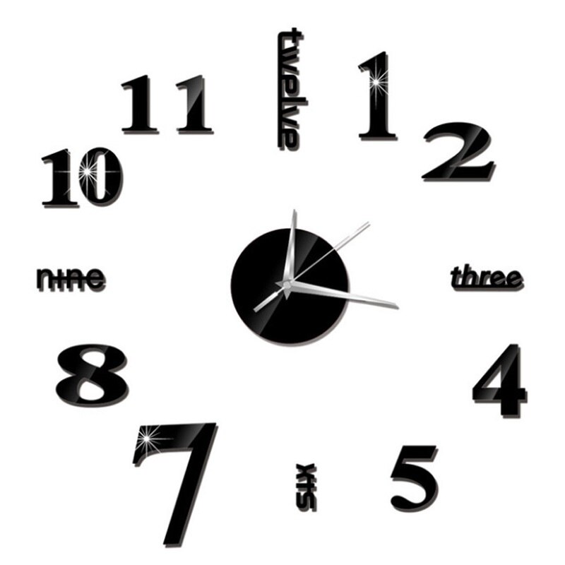 Mini Hause Wanduhr 3D DIY Acryl Spiegel Aufkleber Selbst Klebe Für Home Dekoration Wohnzimmer Quarz Nadel Hängen Uhr: F Black