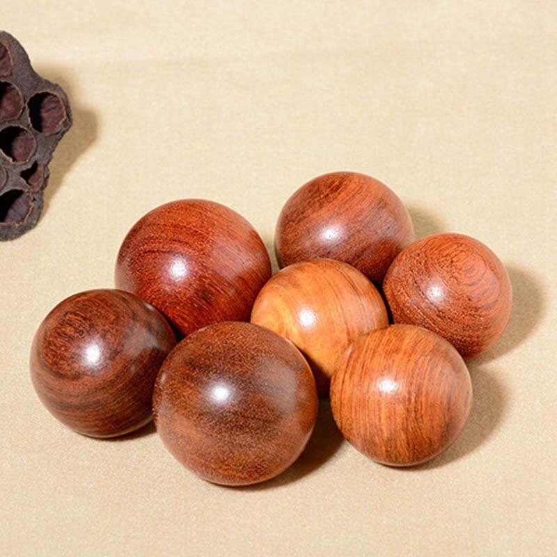 2X 6Cm/5Cm Wooden Stress Baoding Ball Health Exercise Handball Finger Massage Chinese Health Meditation Relaxation
