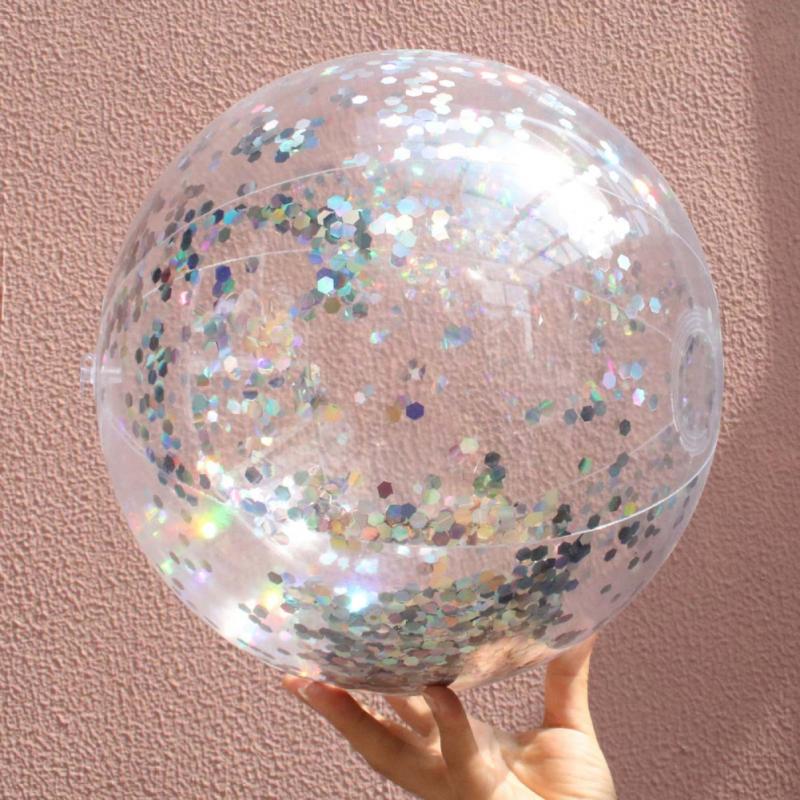 1pcs Transparent Flash Ball Inflatable Sequins for Summer Beach Pool Party Ball Game: 15 60cm