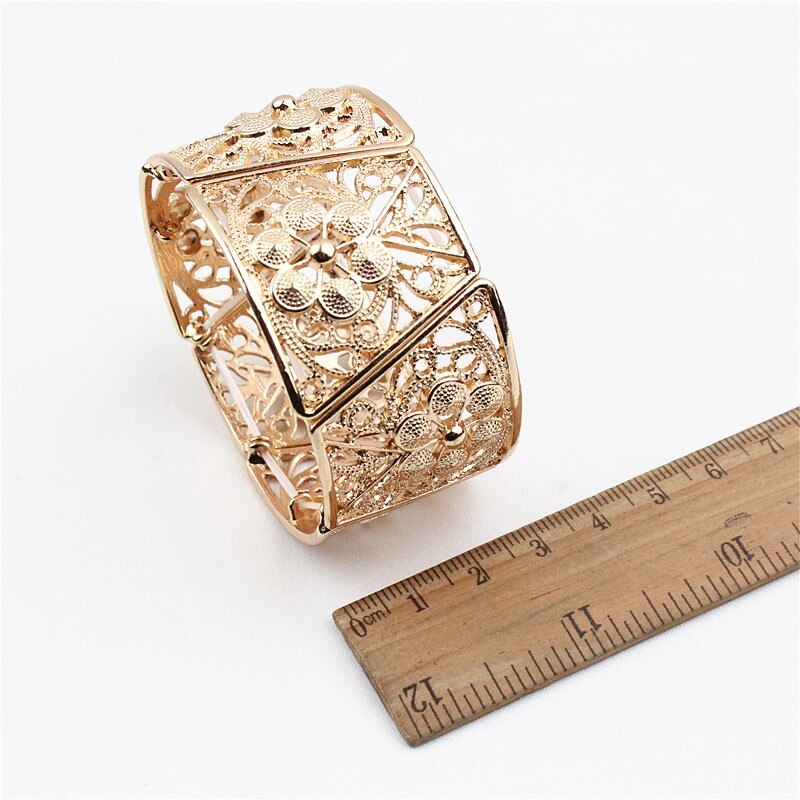 Carved hollow elastic bracelet versatile wide bracelet
